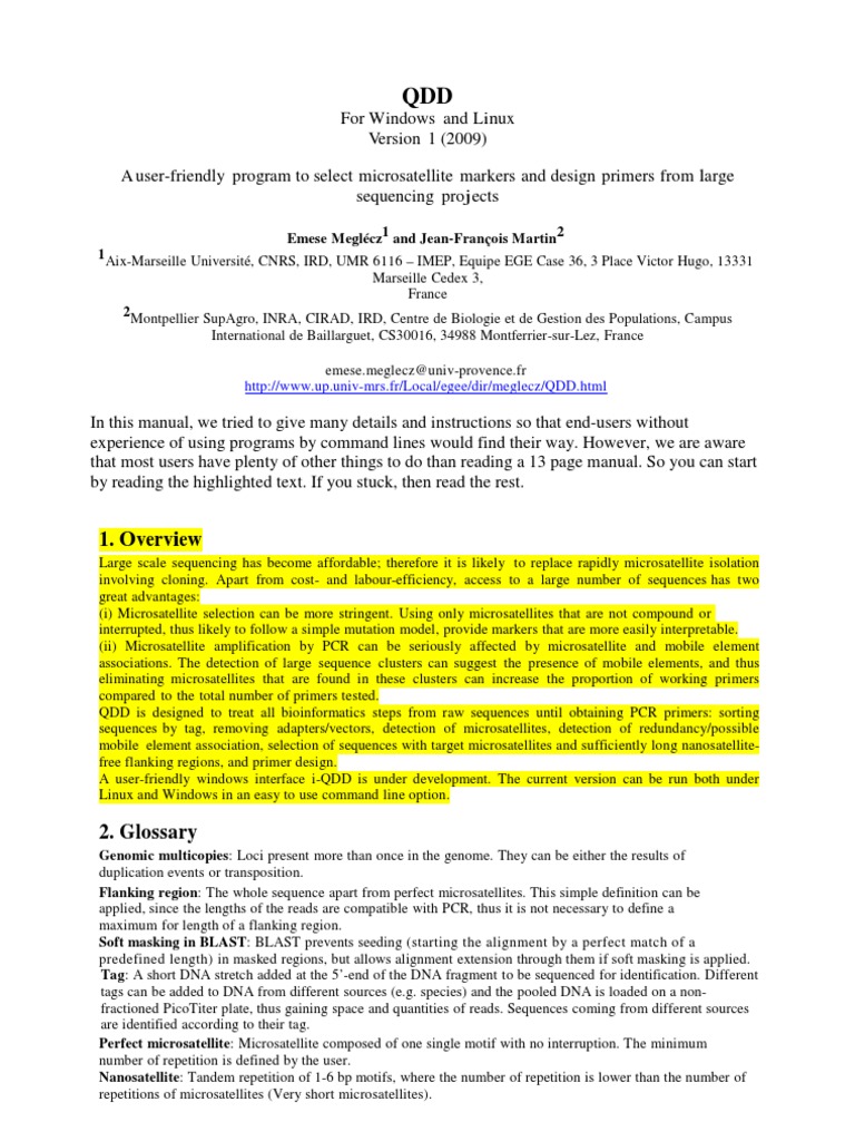 Microsatellite Marker Design Tool QDD | PDF | Microsatellite | Blast