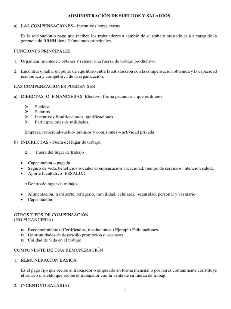 Administración de Sueldos y Salarios | PDF | Salario | Derecho laboral