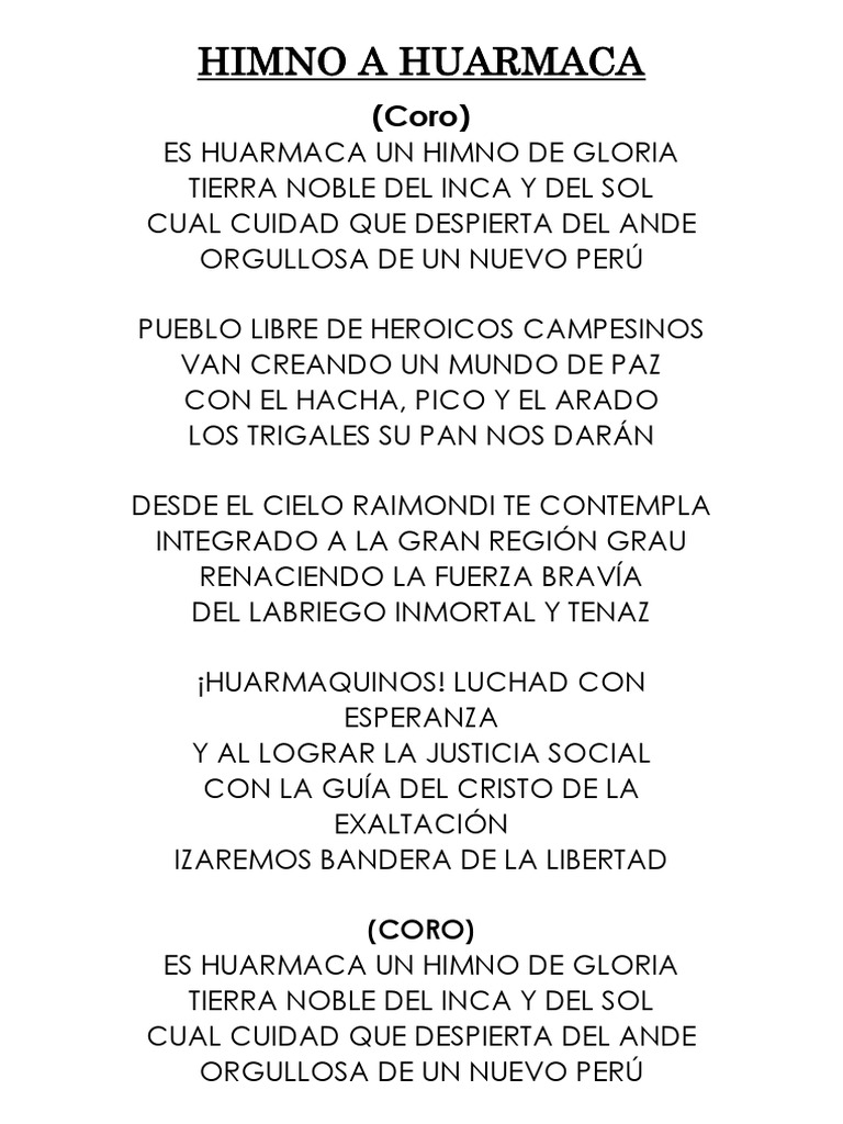 Himno A Huarmaca | PDF | Clásicos