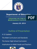 Department of Education: Updates On The K-12 Mathematics Curriculum
