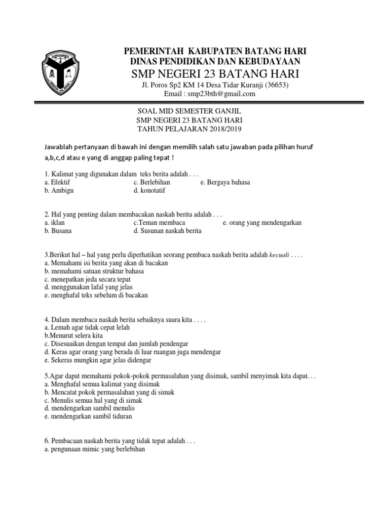 Soal Bahasa Indonesia