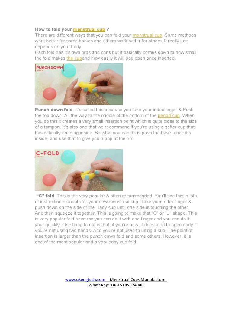 Menstrual Cup Fold 10 Great Methods! PDF Leisure Sports
