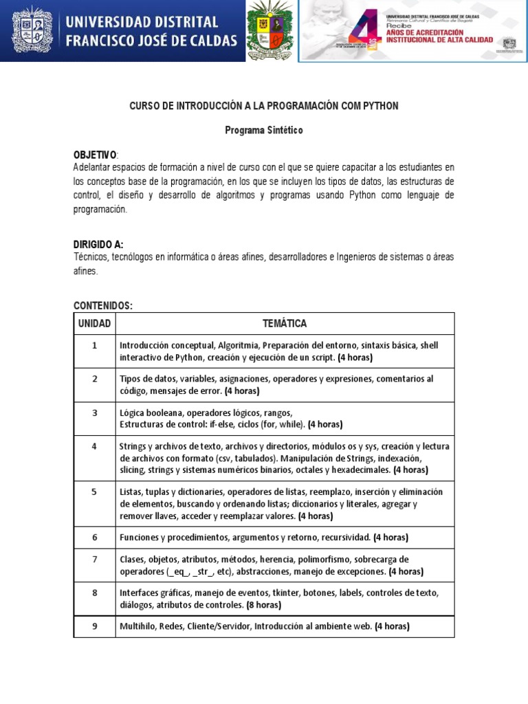 Curso de Introducción a Python | PDF | Python (lenguaje de programación ...