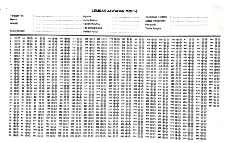 Lembar Form Jawaban Mmpi