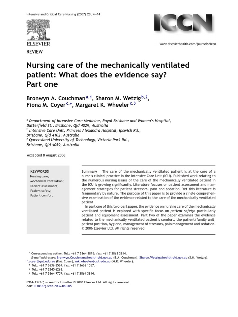 Nursing Care The Mechanical Ventilated Unduh Gratis Pdf Breathing