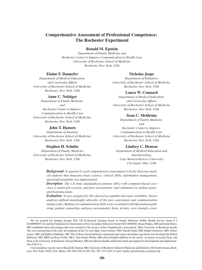 Comprehensive Assessment of Professional Competence | PDF | Educational ...