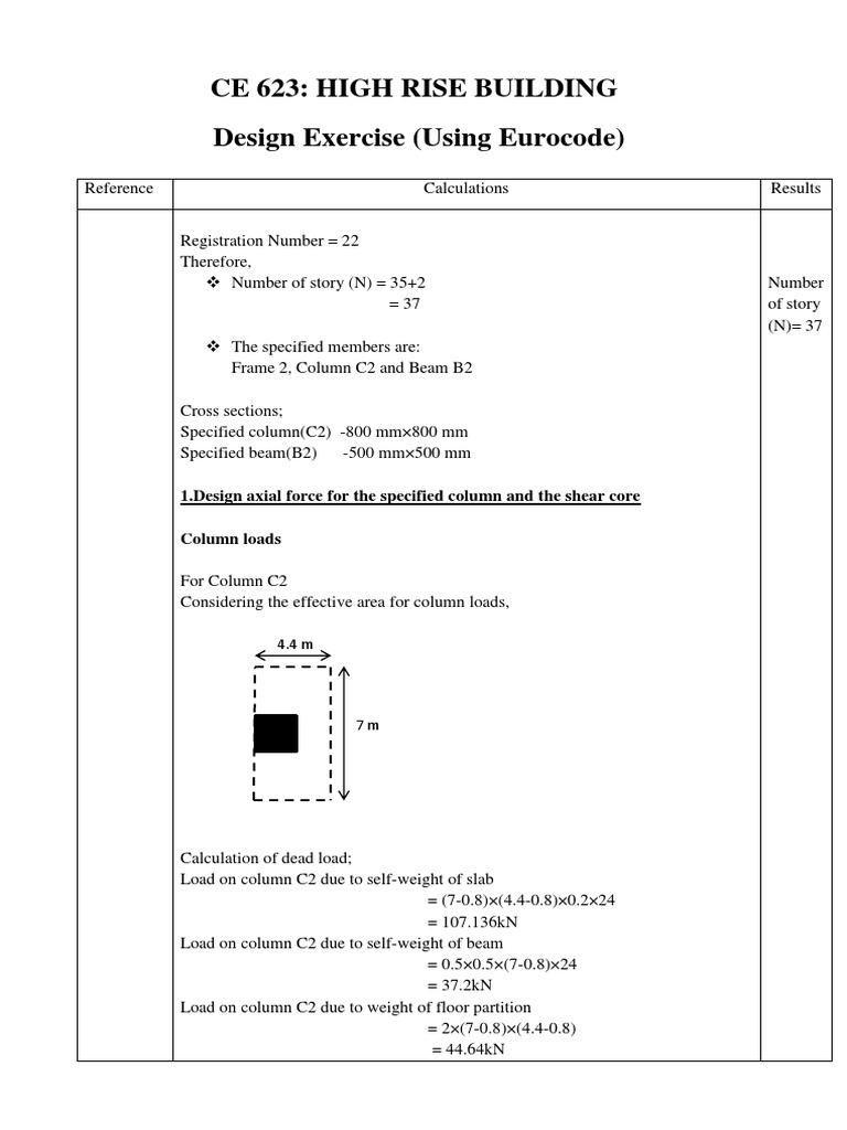 High Rise Building Design Calculations | PDF | Beam (Structure) | Stiffness