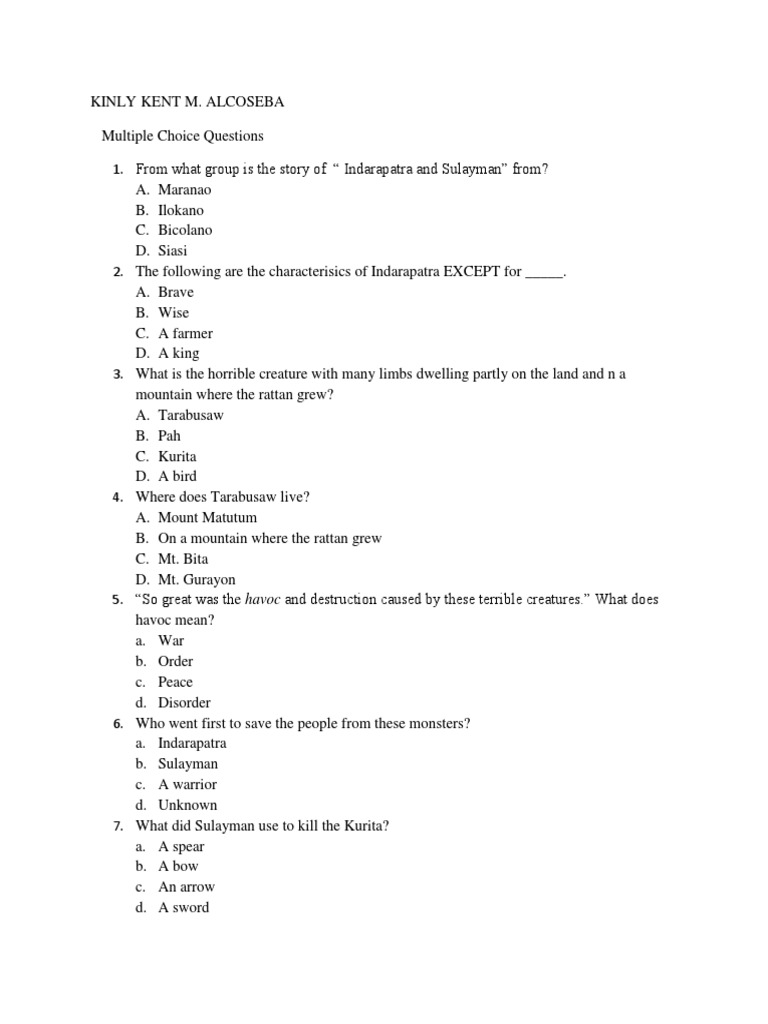 MCQ Diagnostic Test PDF