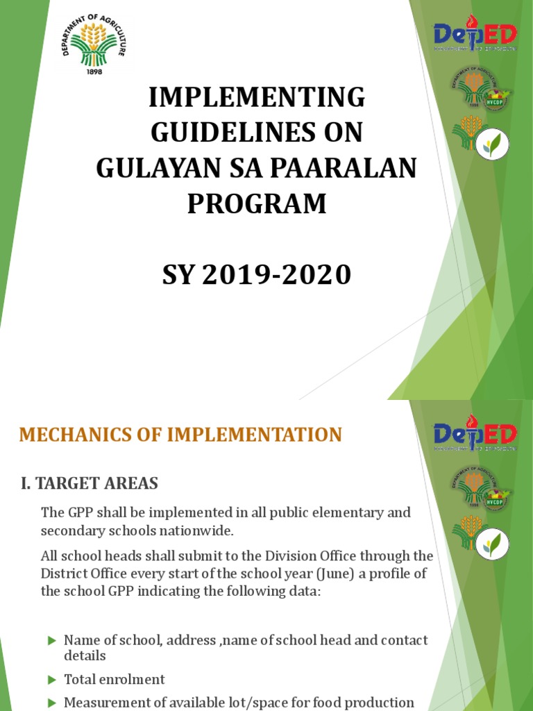 Gulayan sa Paaralan Implementation Guidelines | PDF | Evaluation | Business