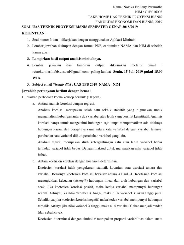 Teknik Proyeksi Bisnis Take Home Soal Dan Jawaban