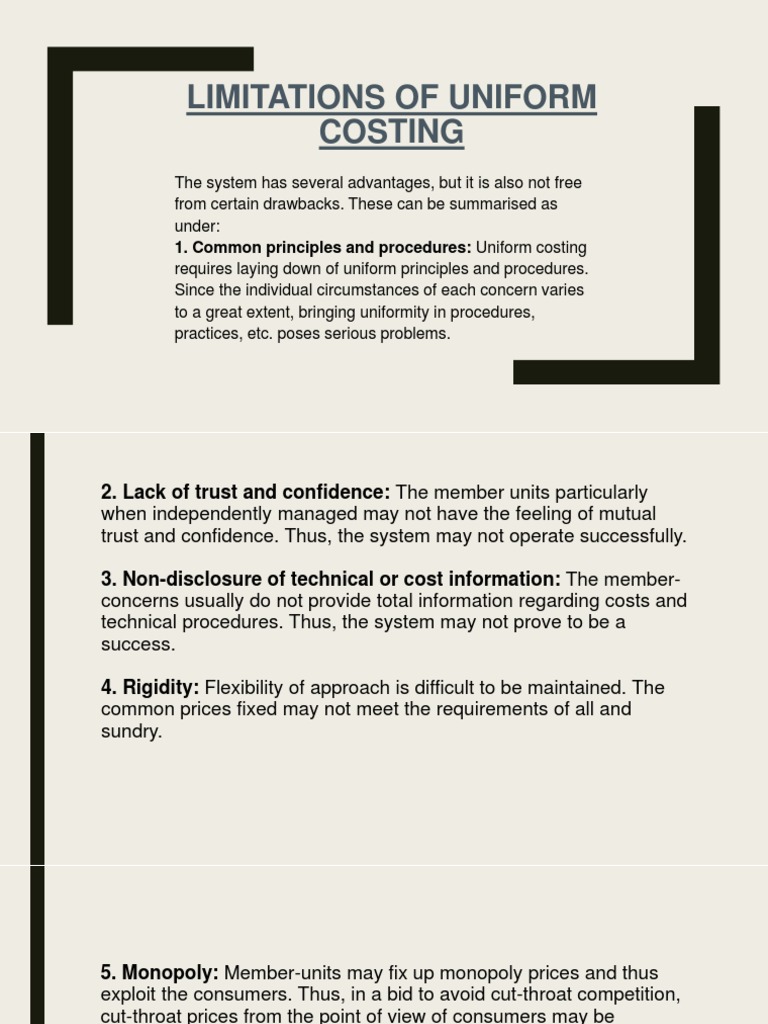 Limitations of Uniform Costing PDF