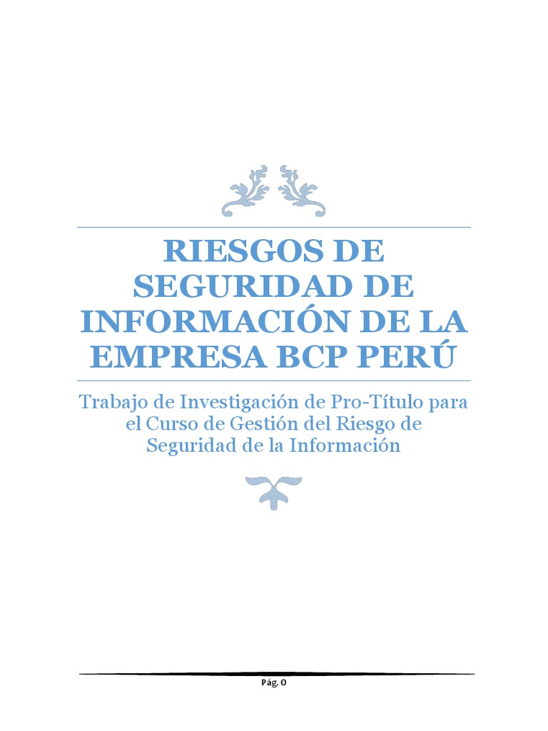 Riesgos de Seguridad en BCP Perú | PDF | Riesgo crediticio | Seguridad ...
