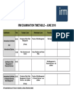 Irm Examination Timetable - JUNE 2018: Qualification Time Tuesday 5 June Wednesday 6 June Thursday 7 June Friday 8 June