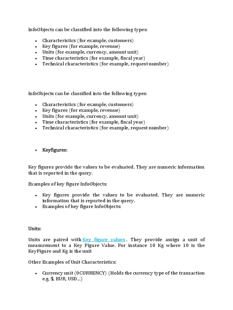 Types of InfoObjects Classified | PDF