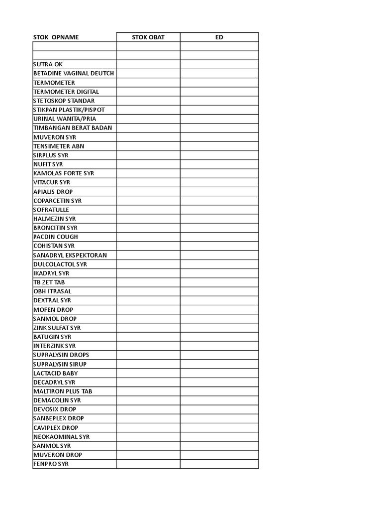 Form Stokopname | PDF