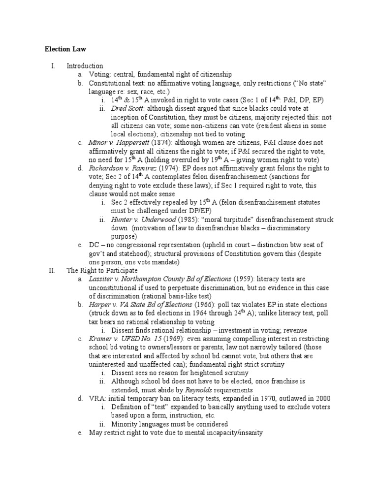 Voting Rights and Legal Precedents | PDF | Voting Rights Act Of 1965 ...