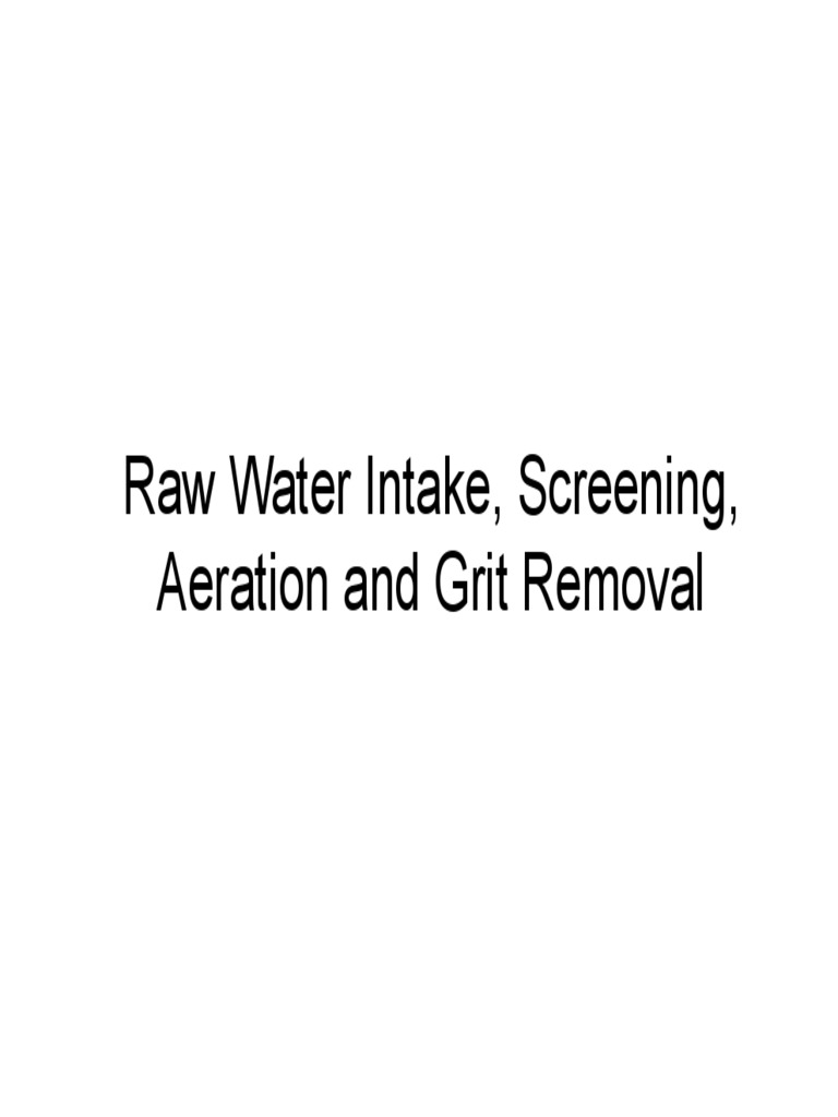 Chapter 3B (Raw Water Intake, Screening, Aeration and Grit Removal