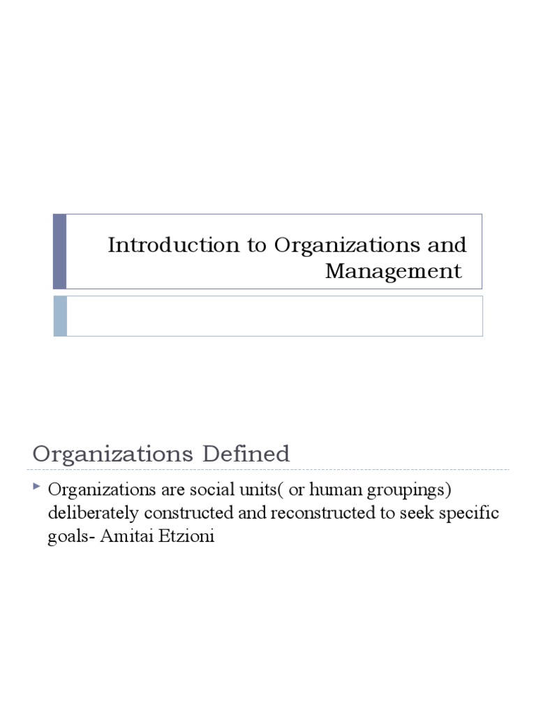 2009 - 1 - Introduction To Organizations and Management | PDF | Goal ...