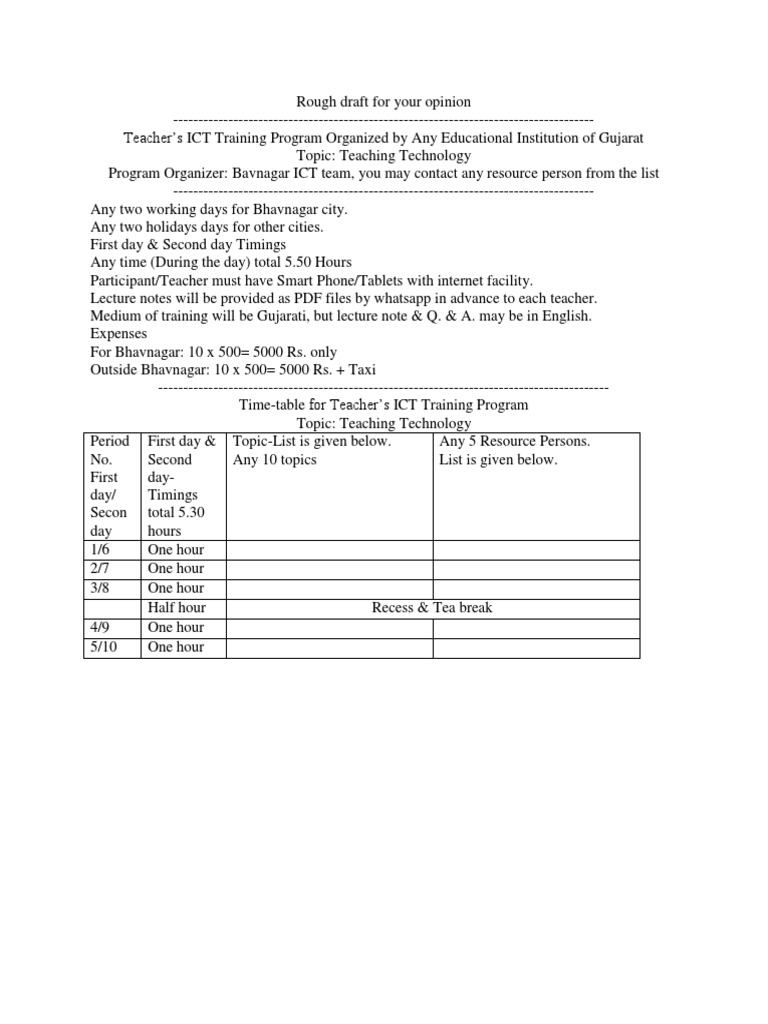 ICT Training Program for Teachers | PDF | Educational Technology ...