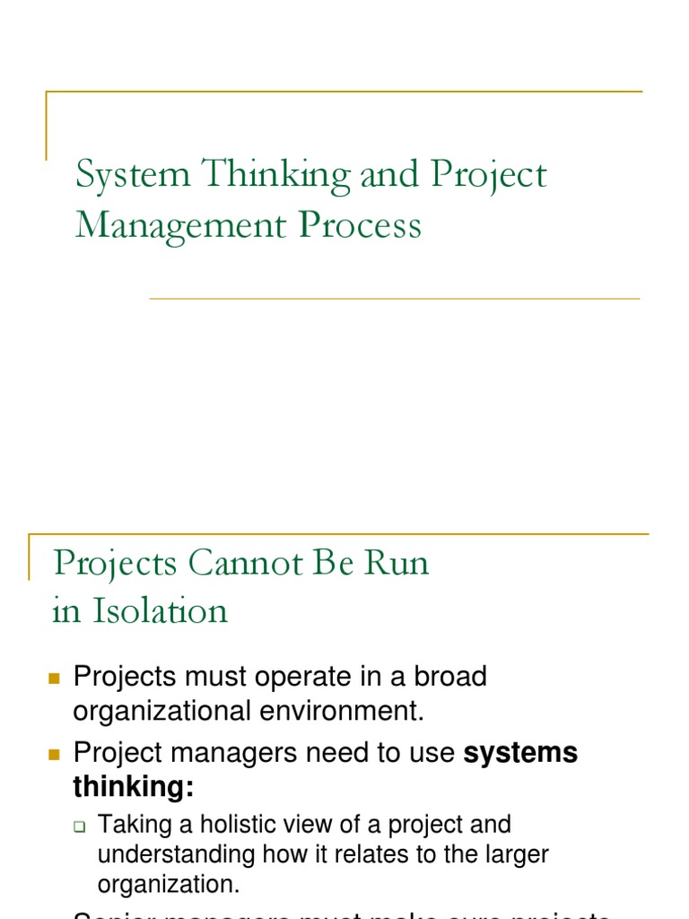 System Thinking and Project Management Process | PDF | Project ...