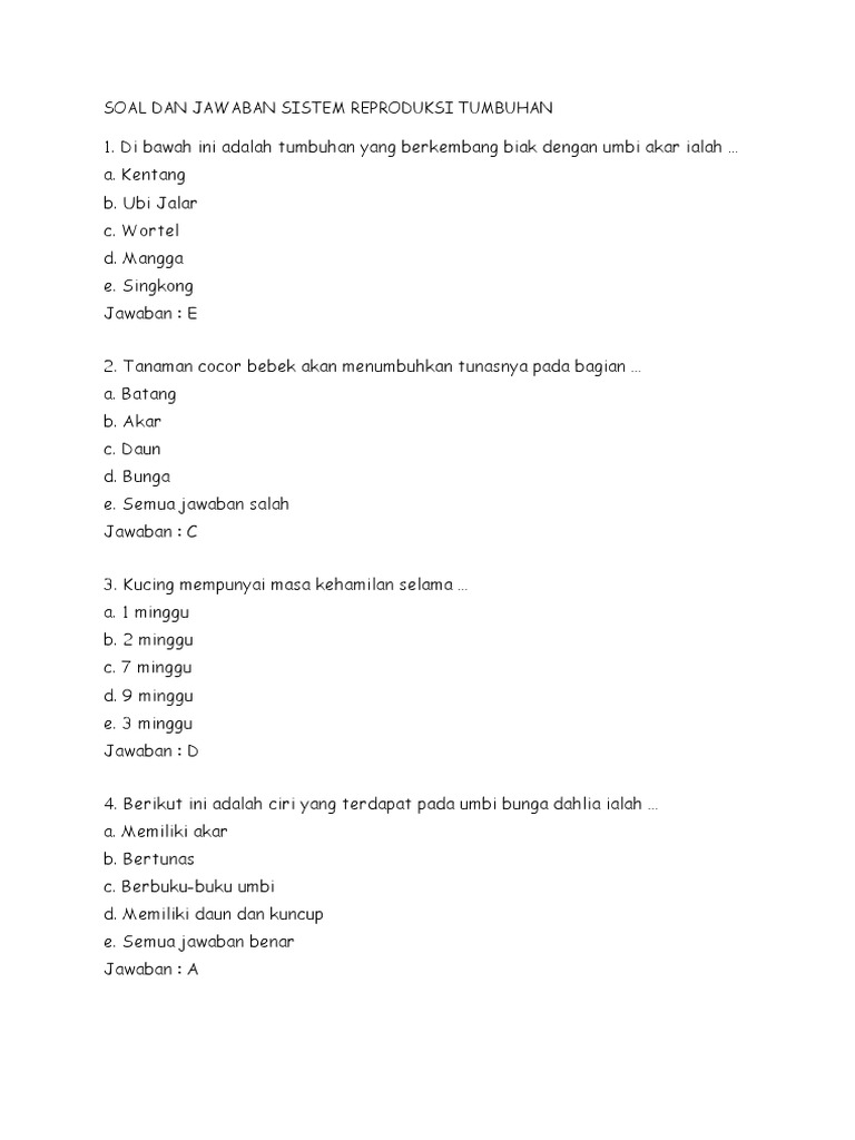 Soal Dan Jawaban Sistem Reproduksi Tuumb Scrib Docx