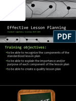 Effective Lesson Planning: Standard Competency Training 2019-2020