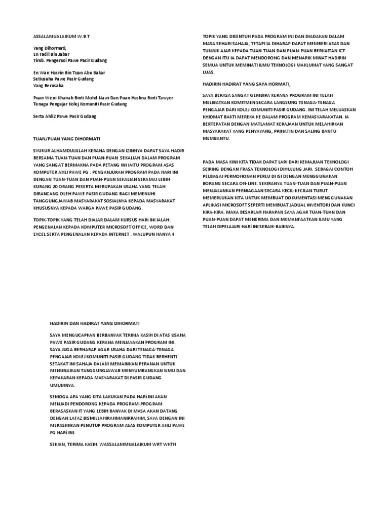 Teks Ucapan Penutup Pdf