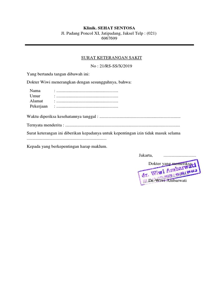 Contoh Surat Dokter Pdf Nusagates