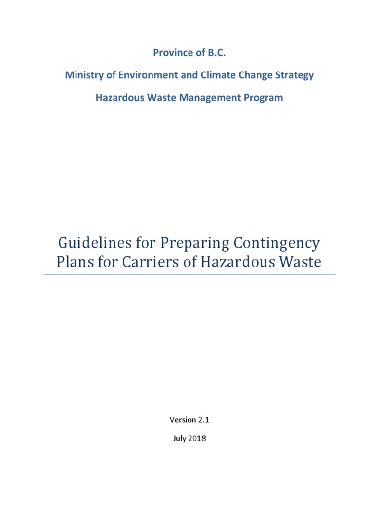 Hazardous Waste Contingency Plan Guidelines | PDF | Emergency | Hazards