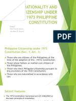 Nationality and Citizenship Under The 1973 Philippine Constitution