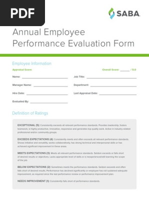 Annual Employee Performance Evaluation Form