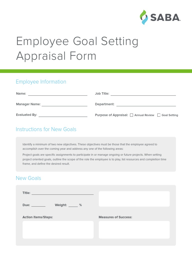 employeegoalsettingappraisalform.pdf Goal Goal Setting Free