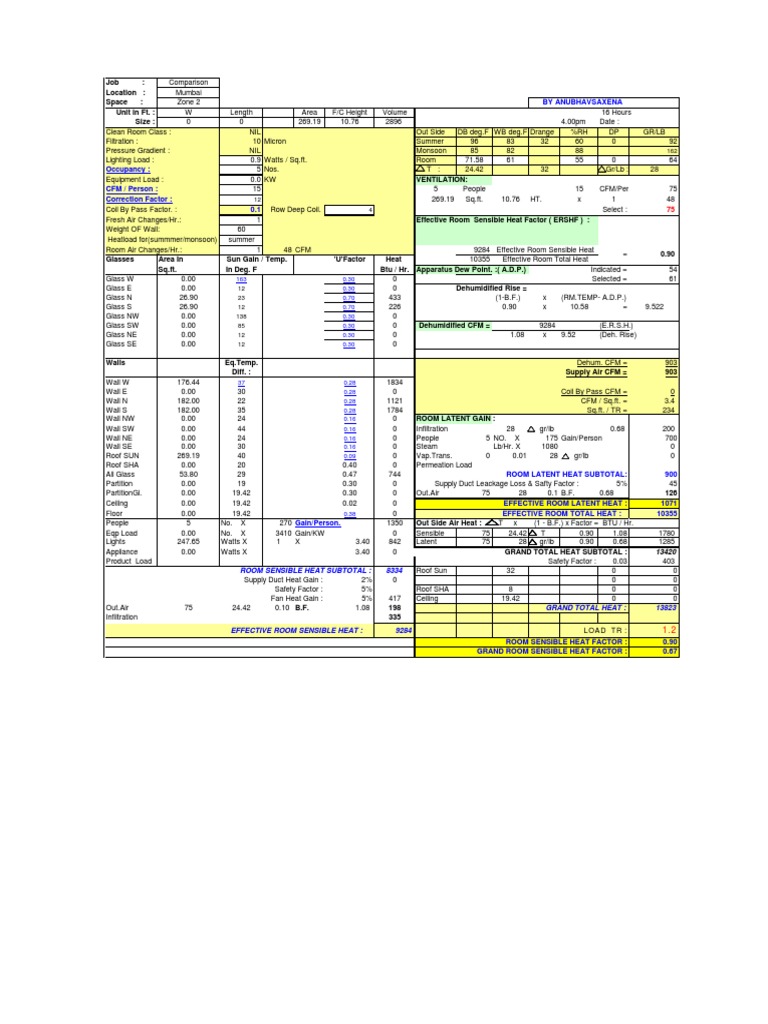 Hvac Calculation | PDF | Hvac | Branches Of Thermodynamics