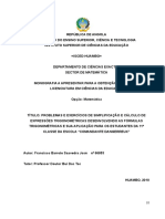 Trabalho de Fim de Curso de Licenciatura em Ensino de Matemática