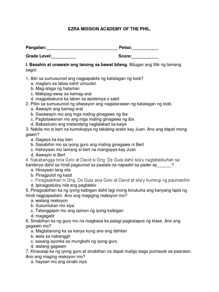 Esp 7 Exam | PDF