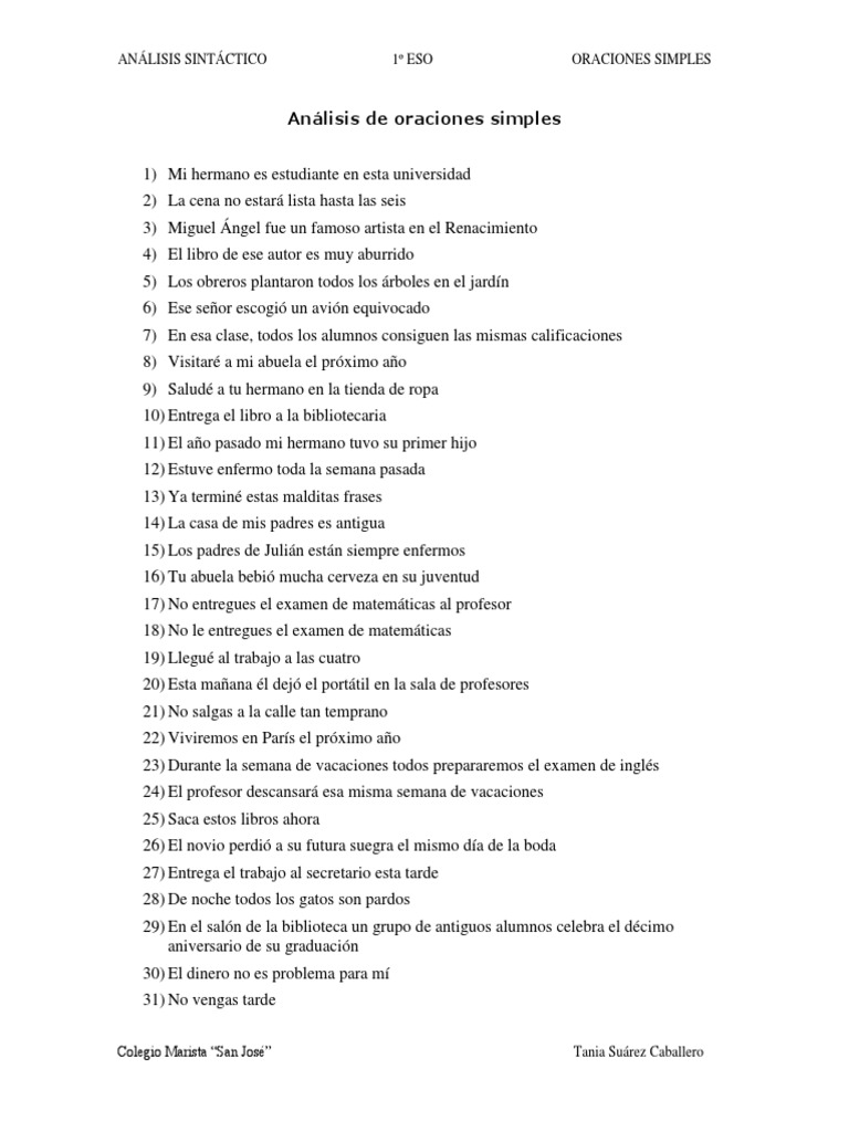 Oraciones Simples PDF | PDF
