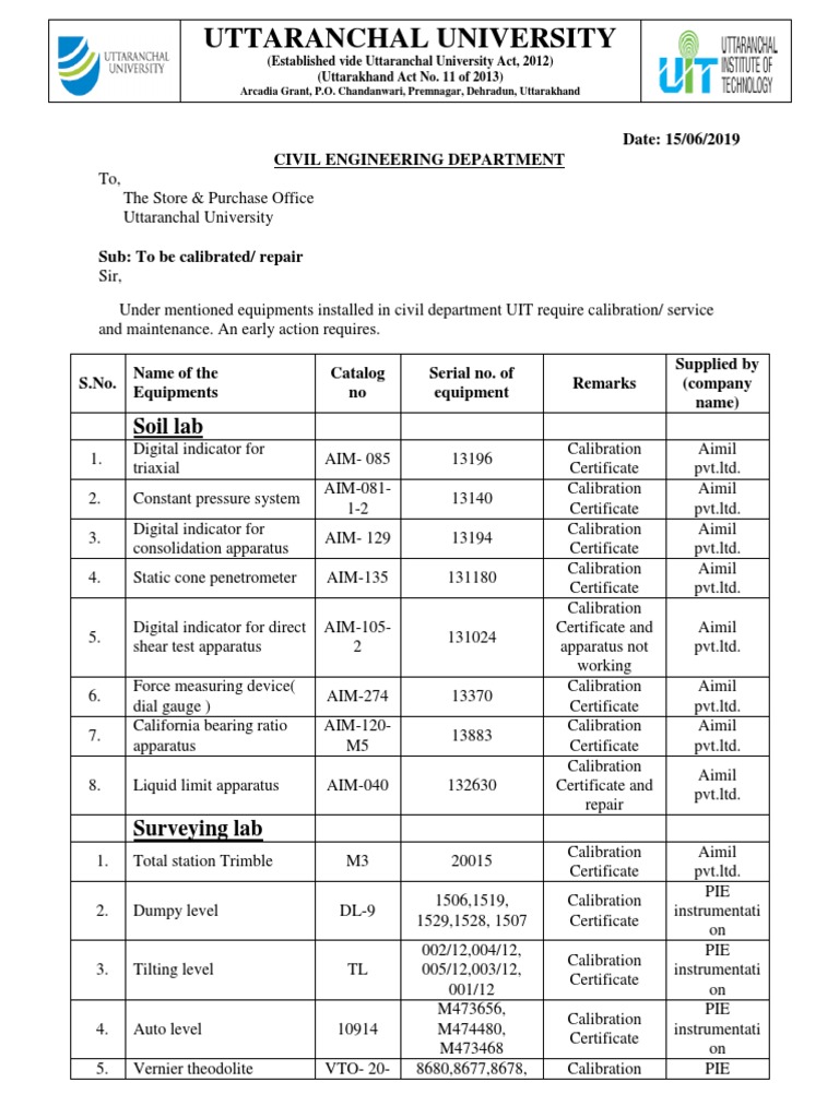 Instrument To Be Calibrated PDF Calibration Engineering