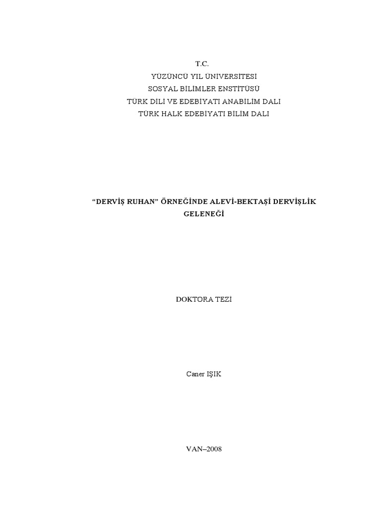 Dervis Ruhan Orneginde Alevi Bektasi Dervislik Gelenegi 234314 Pdf