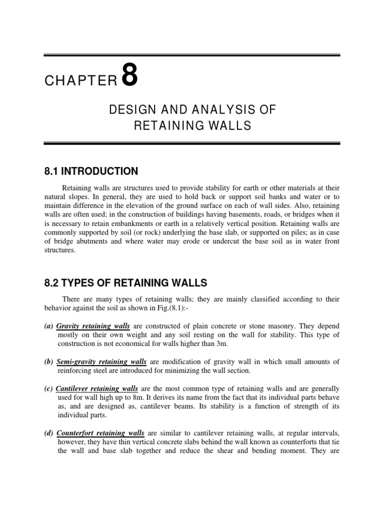 Retaining Walls: Design and Types Guide | PDF | Structural Engineering ...