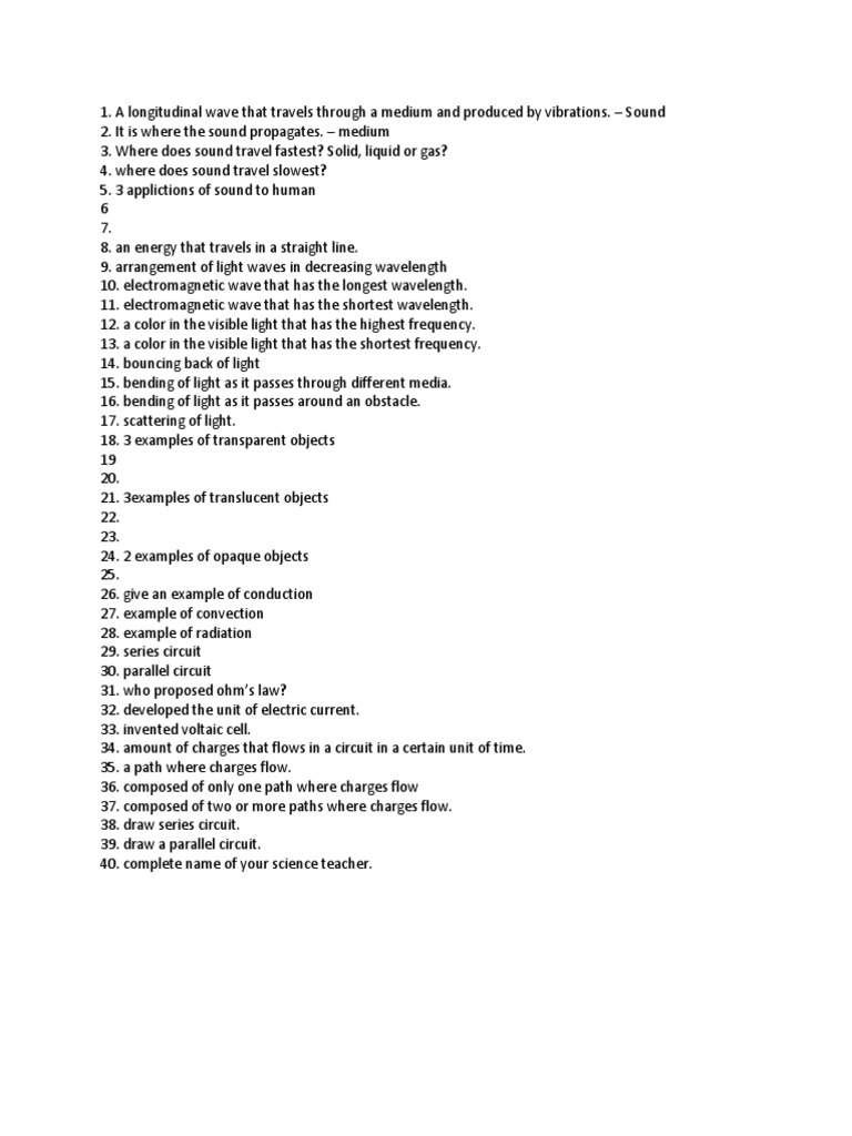 Science 8 Formative Assessment | PDF | Light | Transmission Medium