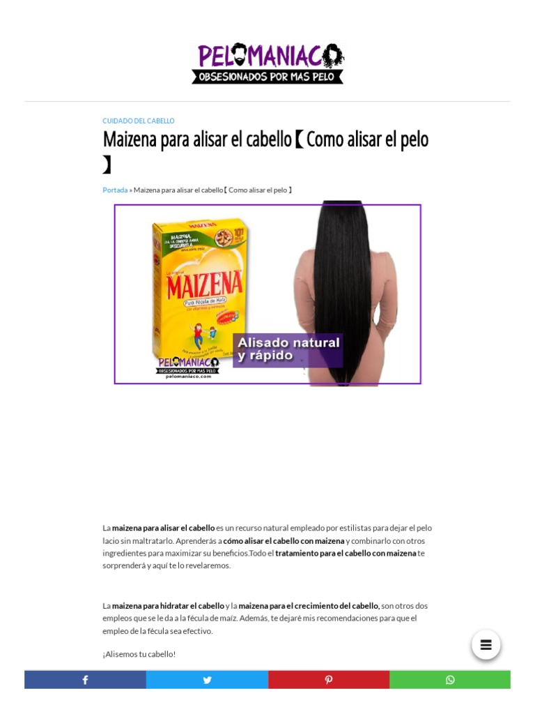 Maizena Cabello Liso Casero Pelo Lacio Maizena Para Alisar Cabello