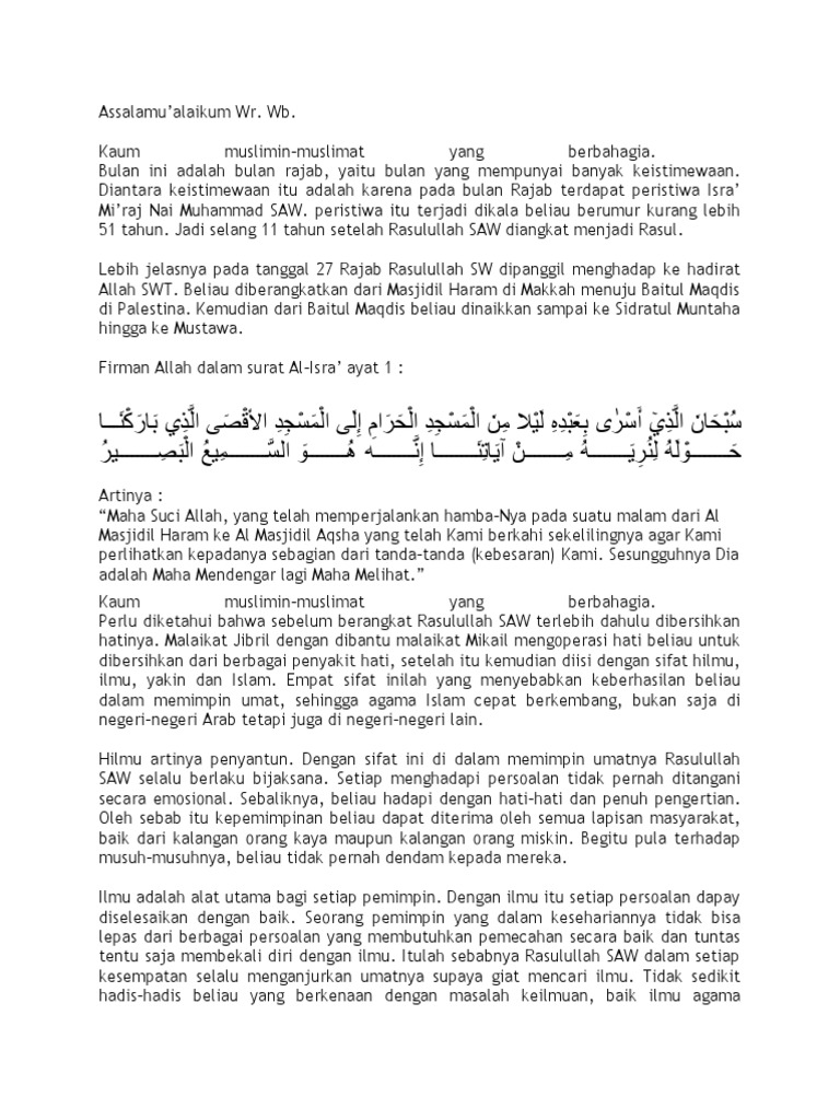 Contoh Pidato Singkat Peringatan Isra Mi Raj Htm