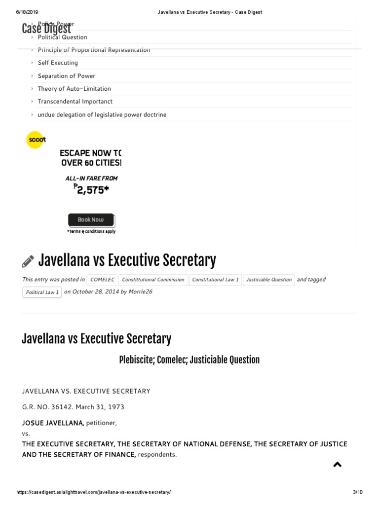 Javellana Vs Executive Secretary Case Digest PDF Ratification
