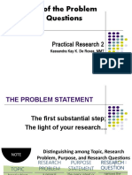 Statement of The Problem & Research Questions