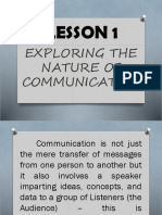 Lesson 1: Exploring The Nature of Communication