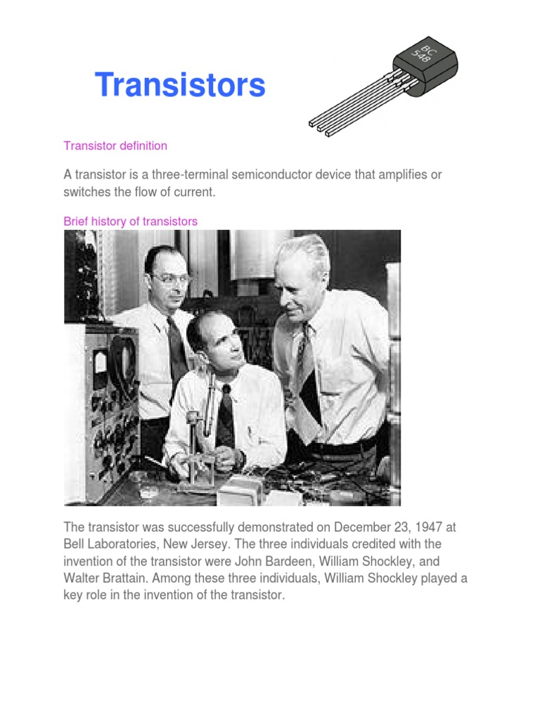 Transistors Transistor Definition PDF Bipolar Junction Transistor