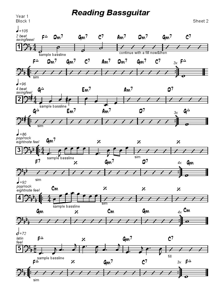 Bass Guitar Reading 2 PDF