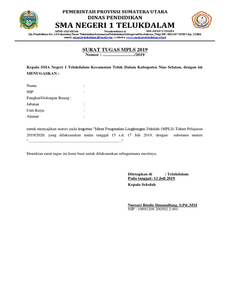 Adm Surat Perintah Tugas Pemateri Mpls 2019