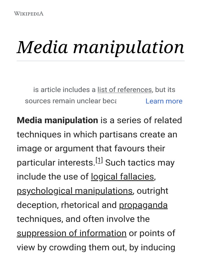 Media Manipulation - Wikipedia | PDF | Media Manipulation | Propaganda