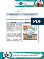 Learning Activity 1 Evidence: Describing My Kitchen: Vocabulario Que Debe Usar